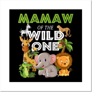 Mamaw of the Wild One Zoo Birthday Safari Jungle Animal Posters and Art